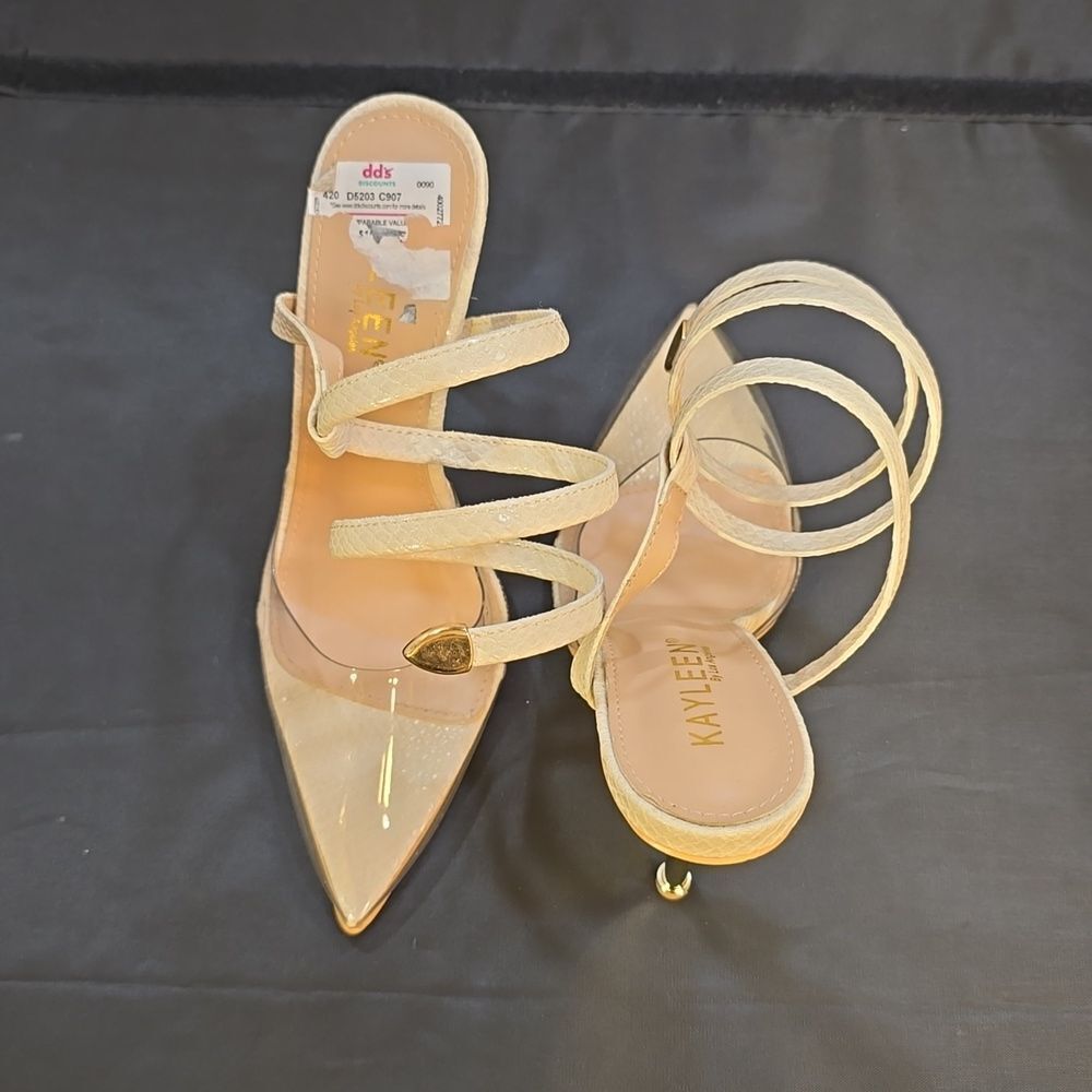 BRAND NEW KAYLEEN BY LOS ANGELES NACYY-5 CLEAR SPIRAL STRAP SPIRAL STRAP SHOE - Picture 5 of 16